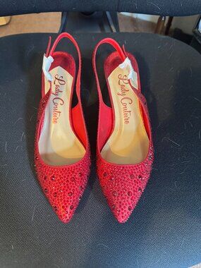 Lady Couture Onxy Red Rhinestone Pumps.  New.  Size 39.